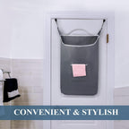 The Fine Living Co. X Large Hanging Laundry Hamper with Over Door Hooks & Adhesive Durable Space Saving Laundry Bag with Zipper and Wide Open TopHanging Dorm Laundry Hamper 20 x3.75 x31  (Grey XL)