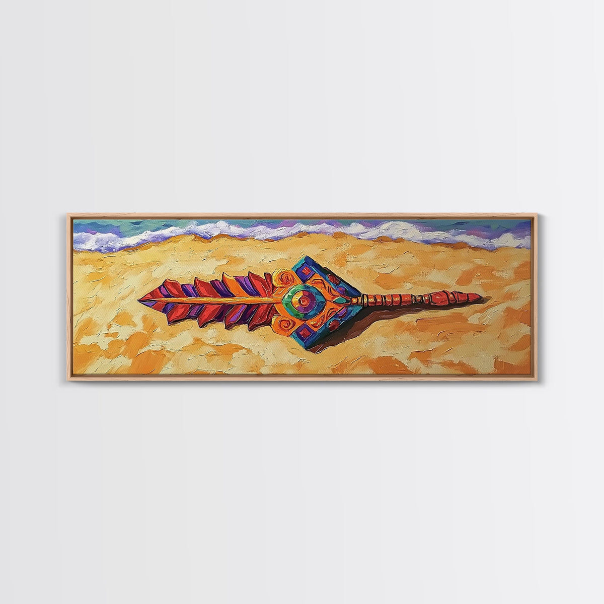 Tribal Arrow Symbol, Colorful Boho Style, Desert Beach Art, Canvas Print, Southwestern Decor, Eclectic Wall Accent
