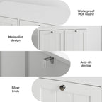 Tilted Laundry Hamper With Removable Basket, Hidden Storage Cabinet, Home Organizer For Bathroom - White