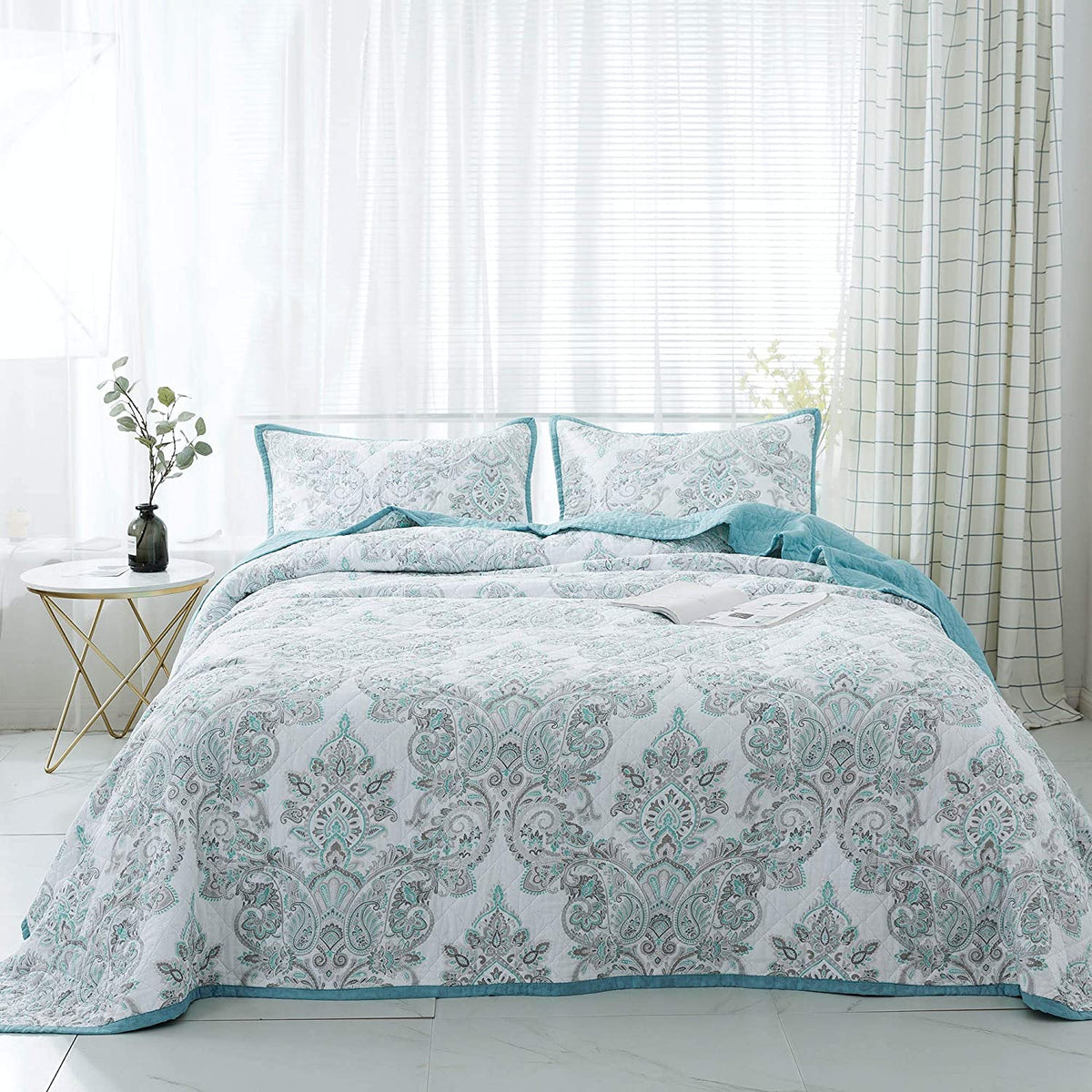Kasentex Reversible Lightweight Cotton Floral Bedding Set Twin/Queen/King - Comfortable Home Bedding