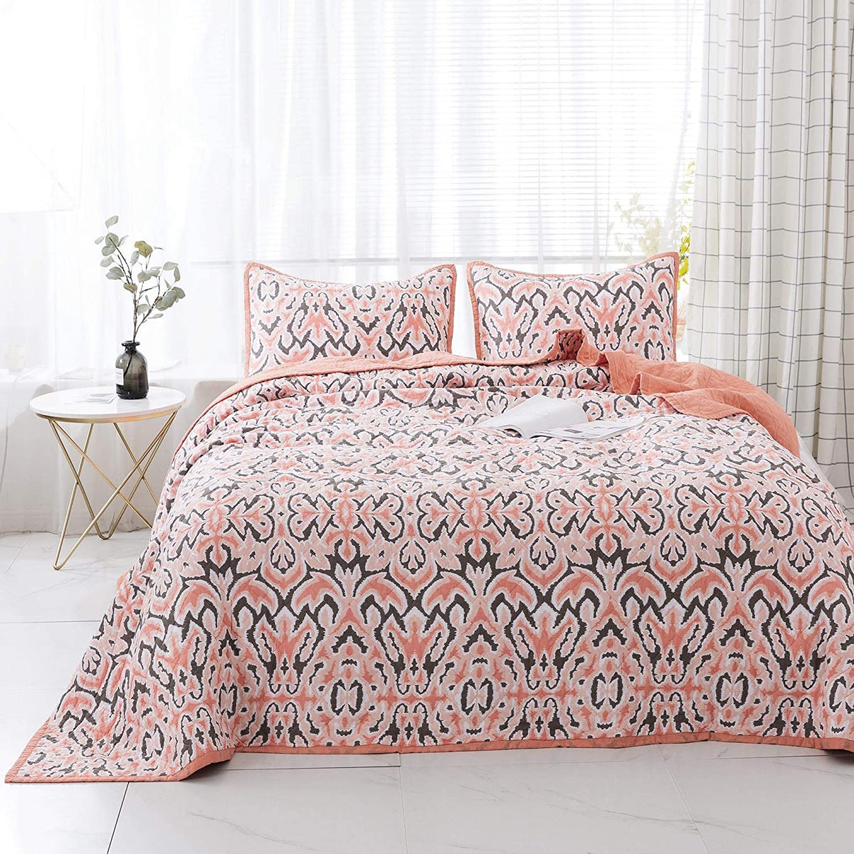 Kasentex Reversible Lightweight Cotton Floral Bedding Set Twin/Queen/King - Comfortable Home Bedding