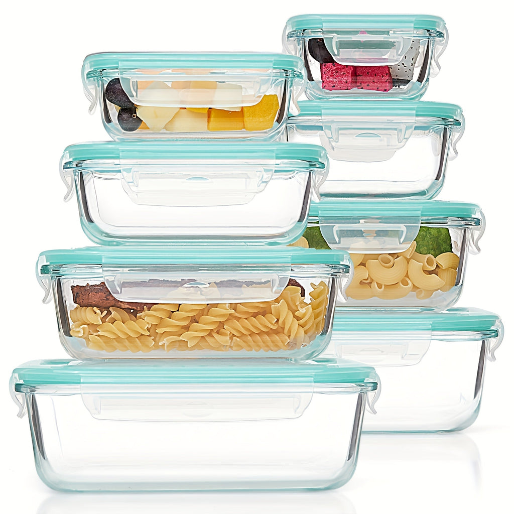16-Piece Glass Food Storage Containers with Lids – Durable Set