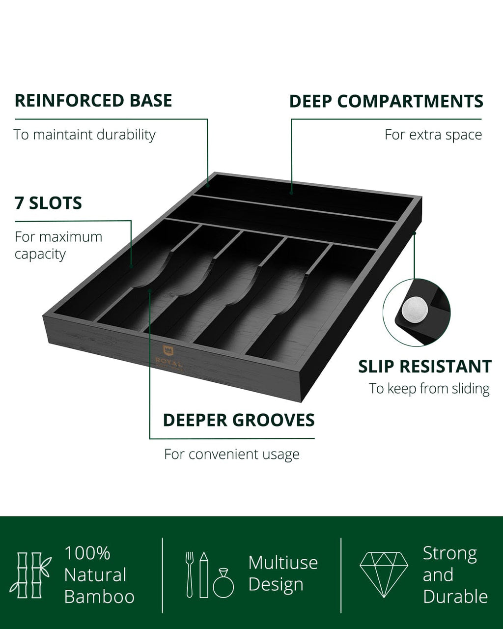 Basic Silverware Drawer Organizer, Black