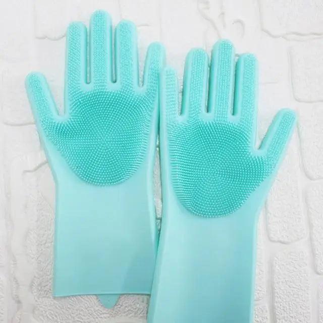 2PCS Cleaning Sponge Gloves Multifunction Silicone Cleaning Magic Gloves Dish Washing Gloves For Kitchen Household Plate Washing  Reusable Cleaning Gloves For Housework