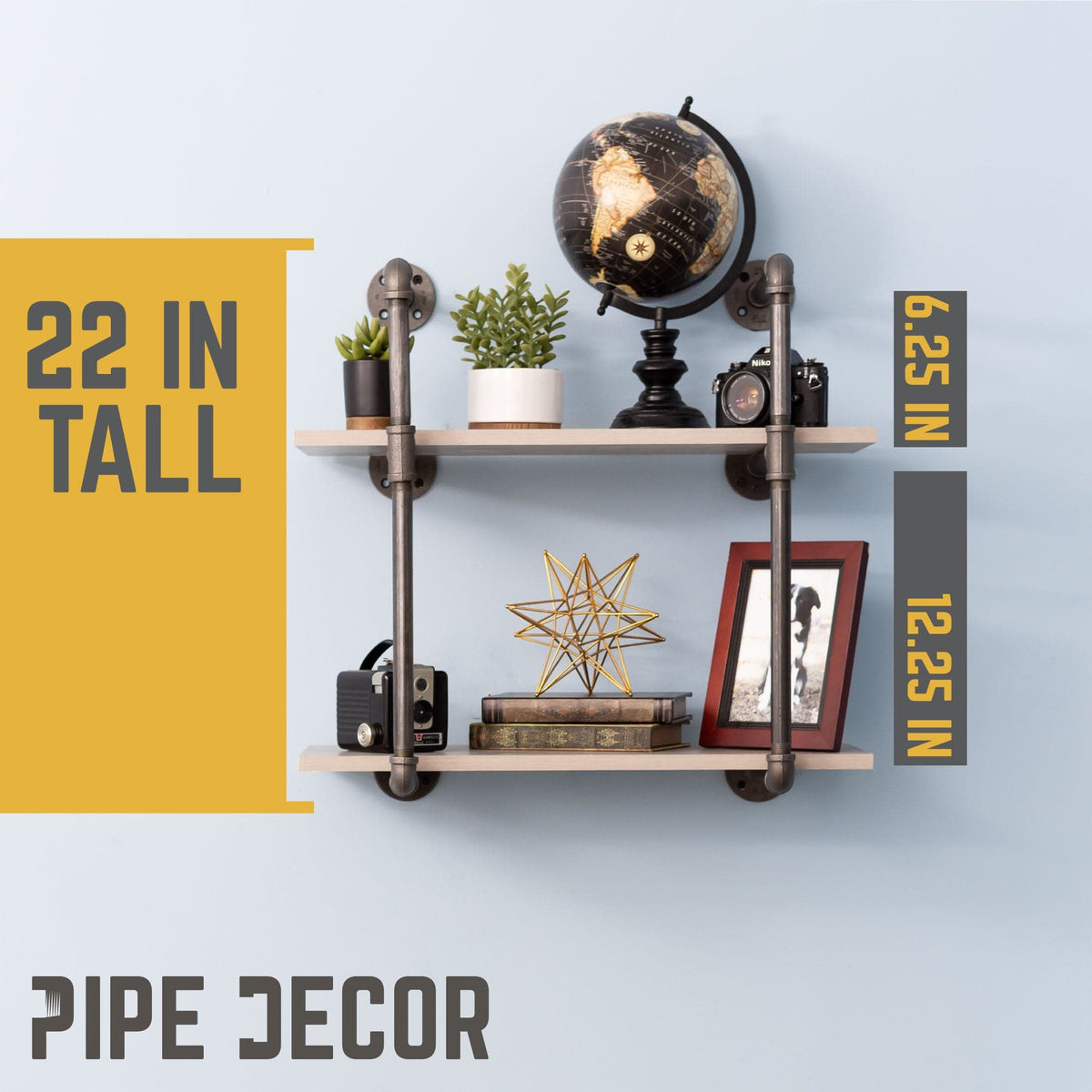 2 -Tier Wall Mounted Shelf By PIPE DECOR