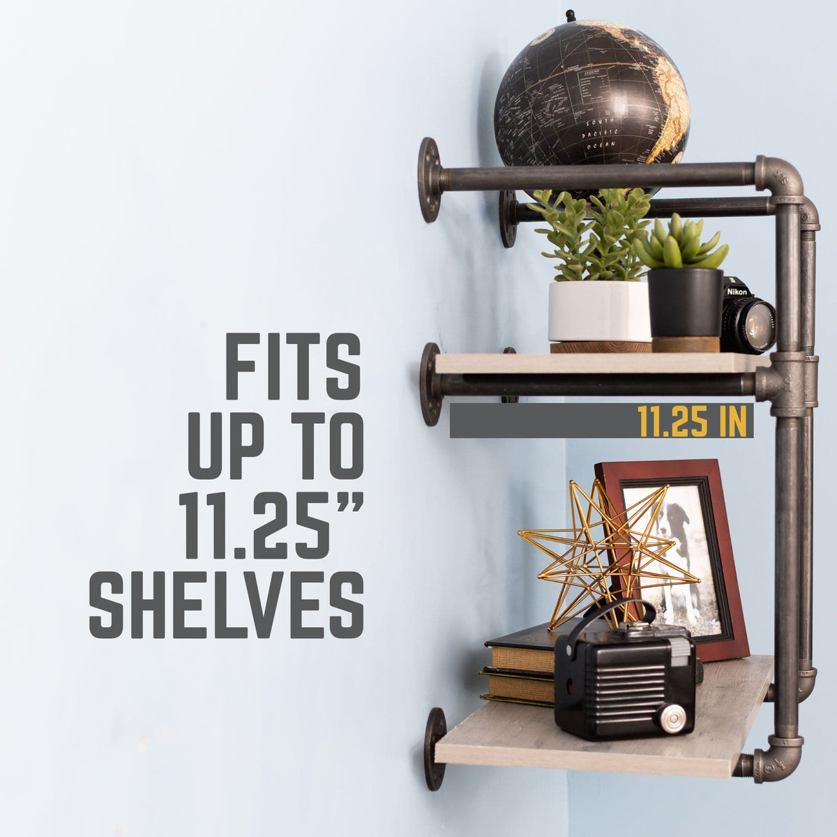 2 -Tier Wall Mounted Shelf By PIPE DECOR