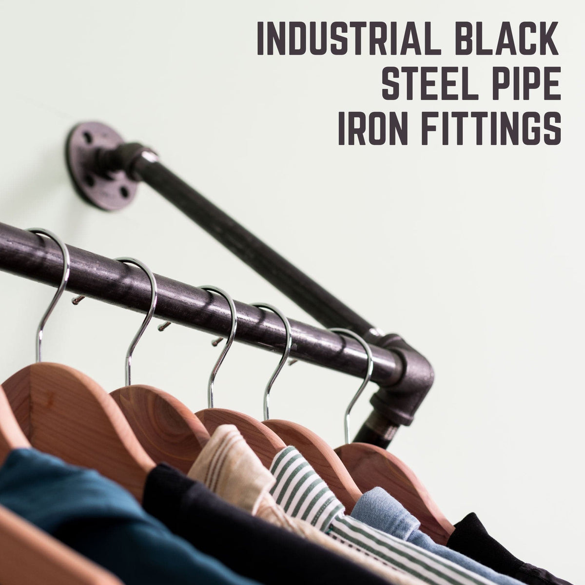 24 in. Quad-Flange Wall Mounted Clothing Rack By PIPE DECOR