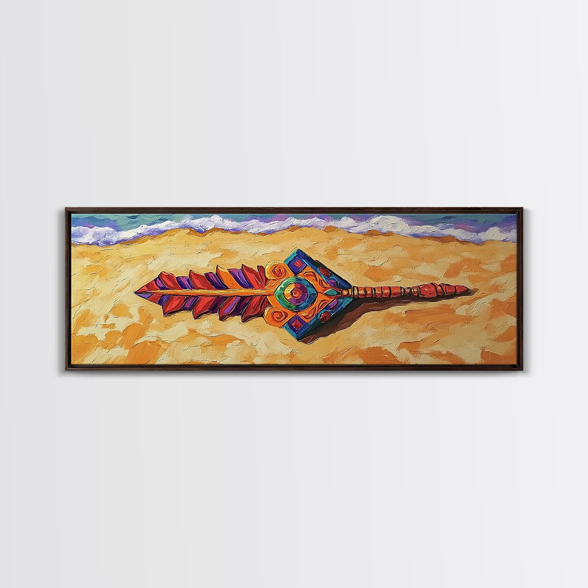Tribal Arrow Symbol, Colorful Boho Style, Desert Beach Art, Canvas Print, Southwestern Decor, Eclectic Wall Accent