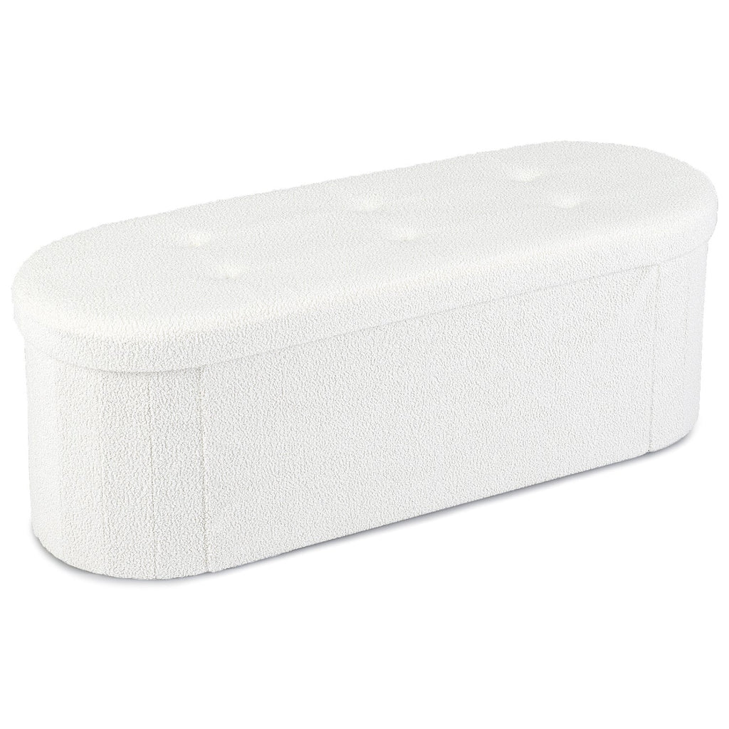 43" Folding Storage Ottoman Bench with Dividers - Teddy Fleece