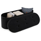 43" Folding Storage Ottoman Bench with Dividers - Teddy Fleece