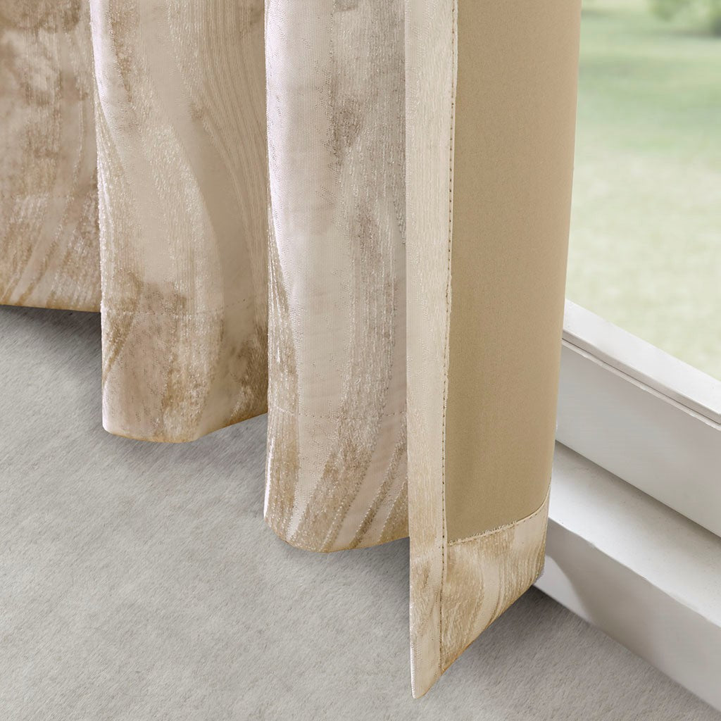 Printed Jacquard Grommet Top Total Blackout Curtain Panel