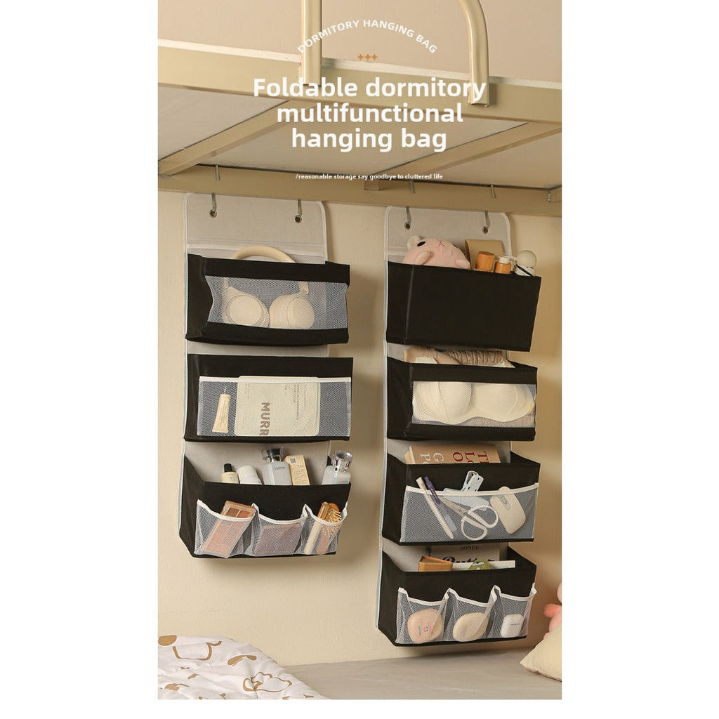 Dormitory multi-layer visual storage hanging bag foldable large-capacity item shelf wall-mounted layered hanging bag