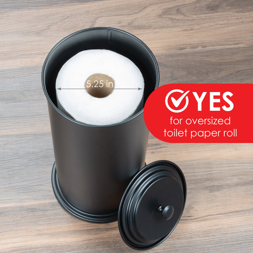 Freestanding Extra Large Toilet Paper Holder (Matte Black Finish)
