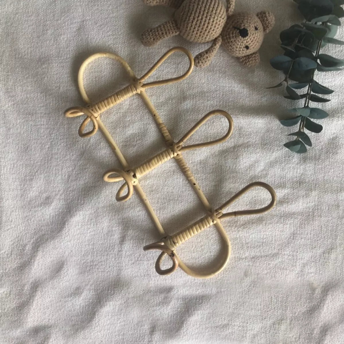 Room Decor Hanger Rattan Wall Hooks, Garments Organizer Rack, Hat Hanging Hook Rattan Hanger