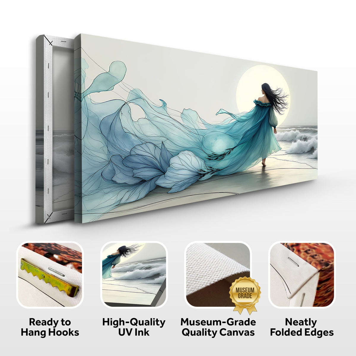 Swirling Winds by the Ocean Abstract Wall Art