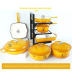 7 Pieces Cast Iron Enamel Cookware Set