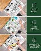 Silverware Drawer Organizer, White (9 Slots)