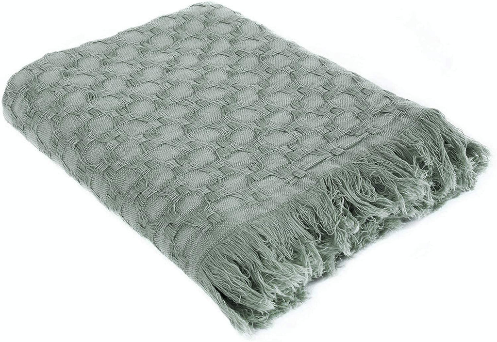 Kasentex Lightweight Cotton Throw Blanket - Soft Decorative Blanket for Sofa or Bed