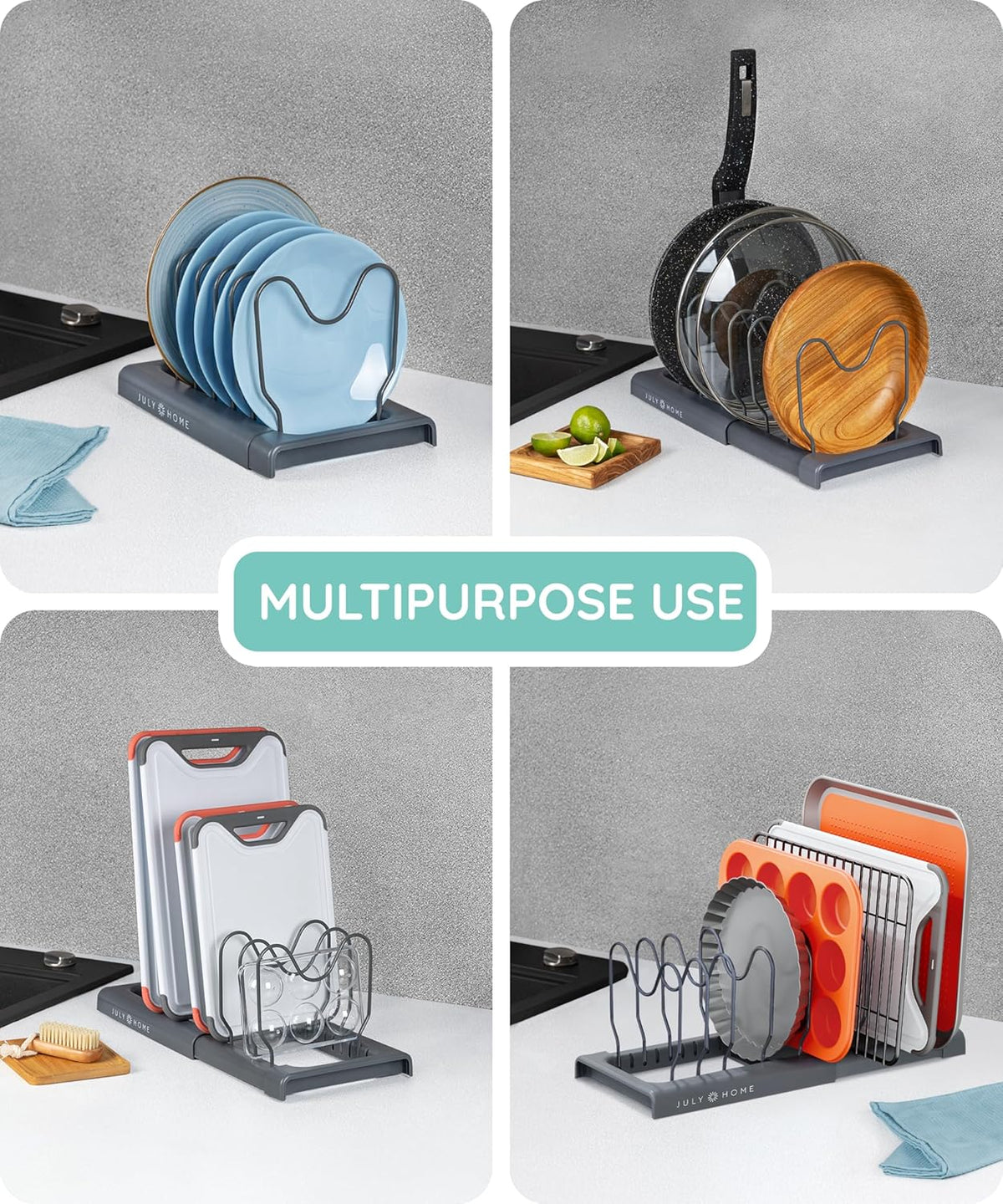 Expandable Lid Organizer, Gray