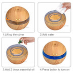 KBAYBO USB Ultrasonic Humidifier 290ml Aroma Diffuser Essential Oil Diffuser Aromatherapy Mist Maker with LED Light Wood grain