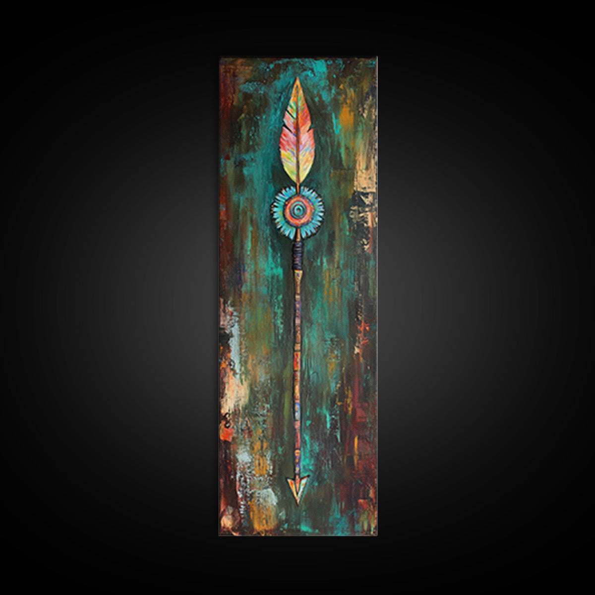Tribal Arrow Art Canvas Print Southwest Wall Art Boho Decor Tall Narrow Art Rustic Wall Art Above Bed Wall Art