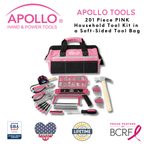 201 Piece Household Tool Kit in a Soft-Sided Tool Bag Pink - DT0020P