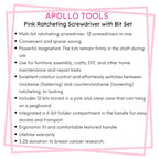 13-in-1 Ratcheting Screwdriver with Bit Set – Pink -- DT5021P