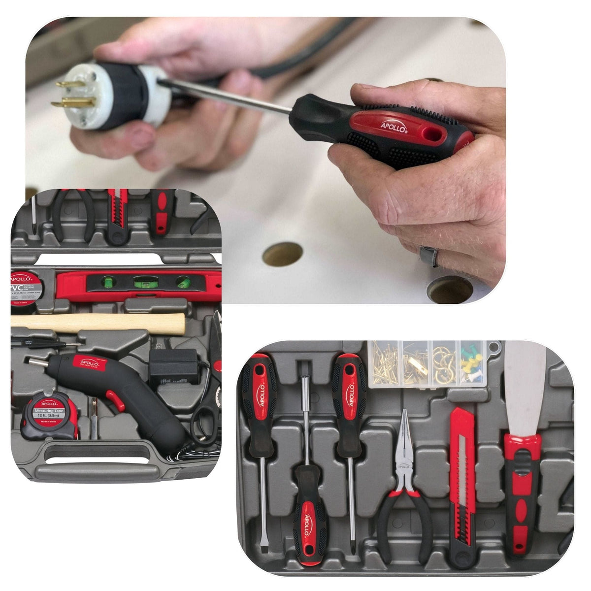 144 Piece Household Tool Kit with 4.8V Cordless Screwdriver - DT8422