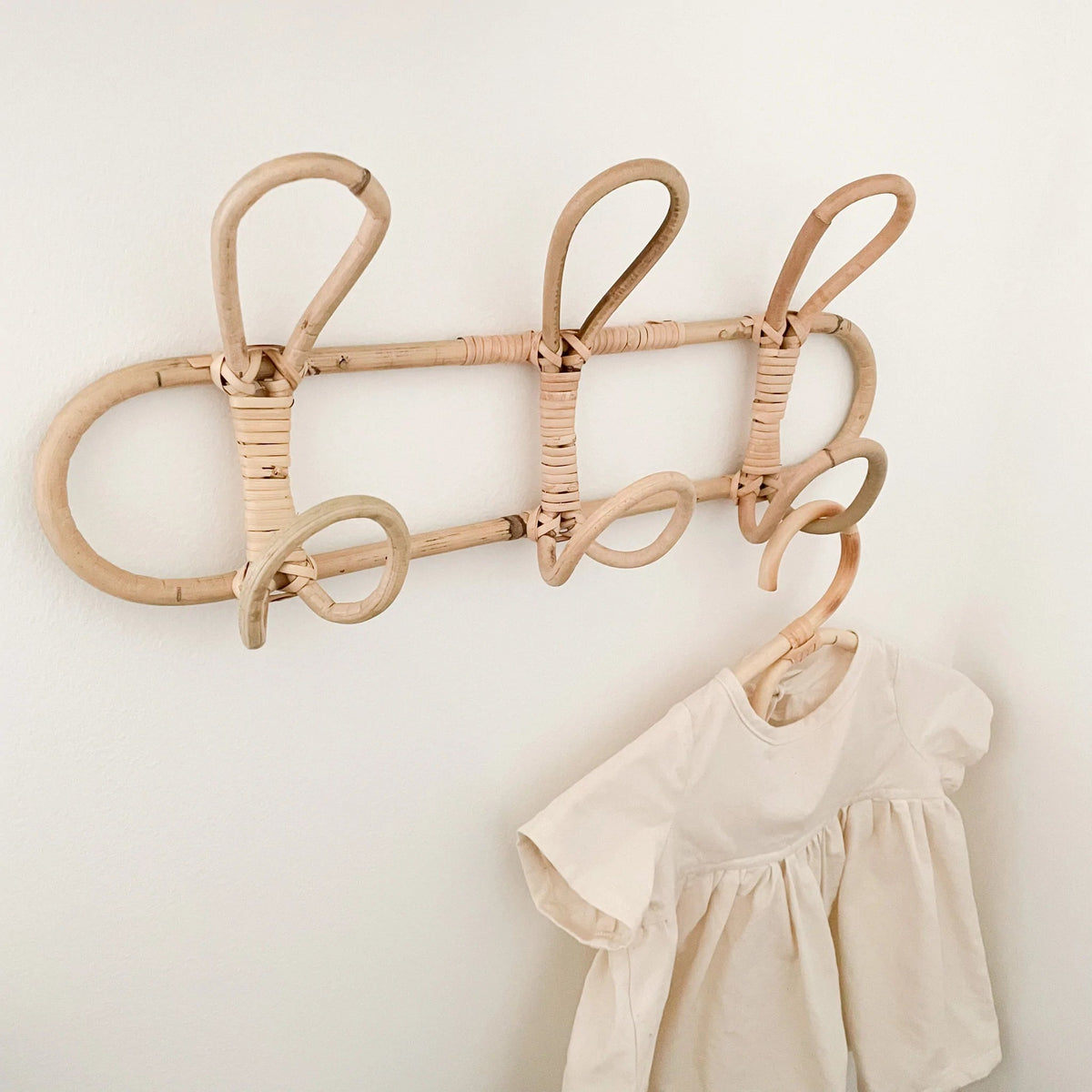 Room Decor Hanger Rattan Wall Hooks, Garments Organizer Rack, Hat Hanging Hook Rattan Hanger