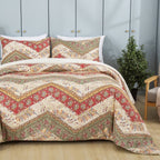 DaDa Bedding Cranberry Sage Floral Chevron Duvet Cover Set