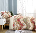 DaDa Bedding Cranberry Sage Floral Chevron Duvet Cover Set