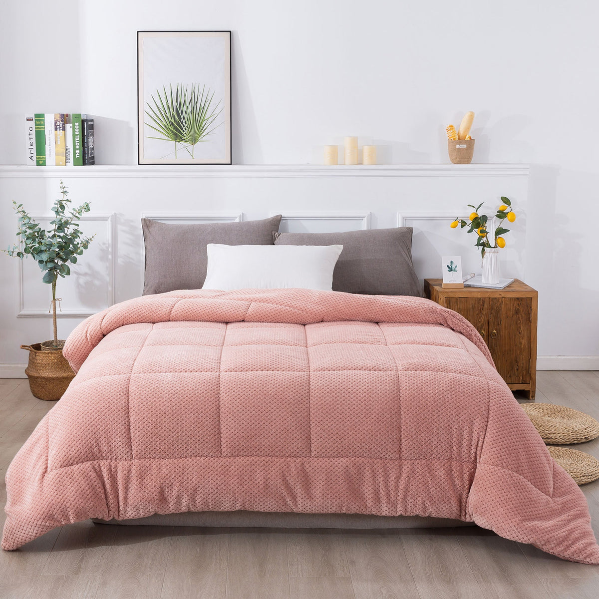 Kasentex Reversible All-Season Plush Comforter Set Twin/Queen/King - Warm Plush Bedding for Winter