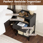 Nightstand with Charging Station Bedside Table with USB Ports and Outlets