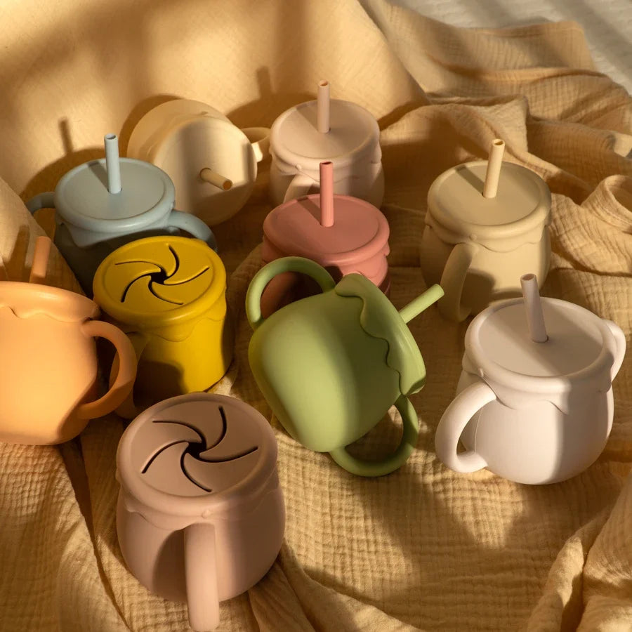 Baby Feeding Cups Portable Drinkware Sippy Cup Solid Food Container Snack Cup Toddlers Learning Cups Newborn supplies