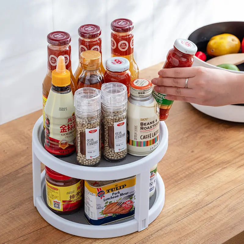 360° Kitchen Rotary Shelf Seasoning Box Multifunctional Countertop Storage Tray