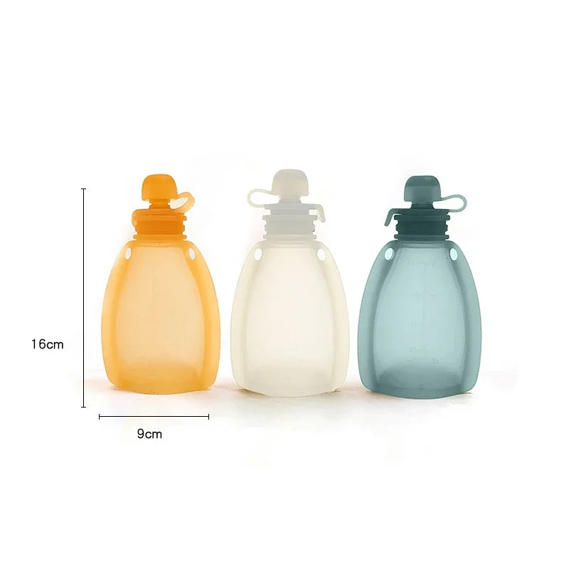 120ML BPA-Free Refillable Silicone Baby Food Bags - Reusable Squeeze Storage Containers for Toddlers & Kids