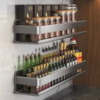 Bathroom Shelf Wall-Mounted Spice Rack Multifunctional Item Shelf Condiment Storage Shampoo Organizer Rack Kitchen Accessories