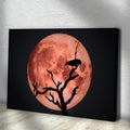 Crow And Blood Moon Canvas Wall Art
