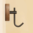 Wall Hooks - Adhesive Wooden Black 4pcs