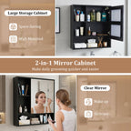 Wall-Mounted Mirror Cabinet with Hidden & Open Storage