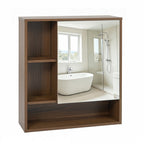 Wall-Mounted Mirror Cabinet with Hidden & Open Storage