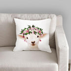 Cute Baby Animals Pattern Pillow Case Cotton Linen Cushion Cover for Home Sofa Pillow Covers, Cushion Covers Tiger Bunny Rabbit Horse Sheep Bear With Head Flowers Decorative Velvet Pillow Covers 45X45CM