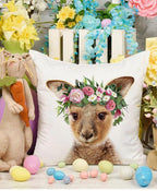 Cute Baby Animals Pattern Pillow Case Cotton Linen Cushion Cover for Home Sofa Pillow Covers, Cushion Covers Tiger Bunny Rabbit Horse Sheep Bear With Head Flowers Decorative Velvet Pillow Covers 45X45CM