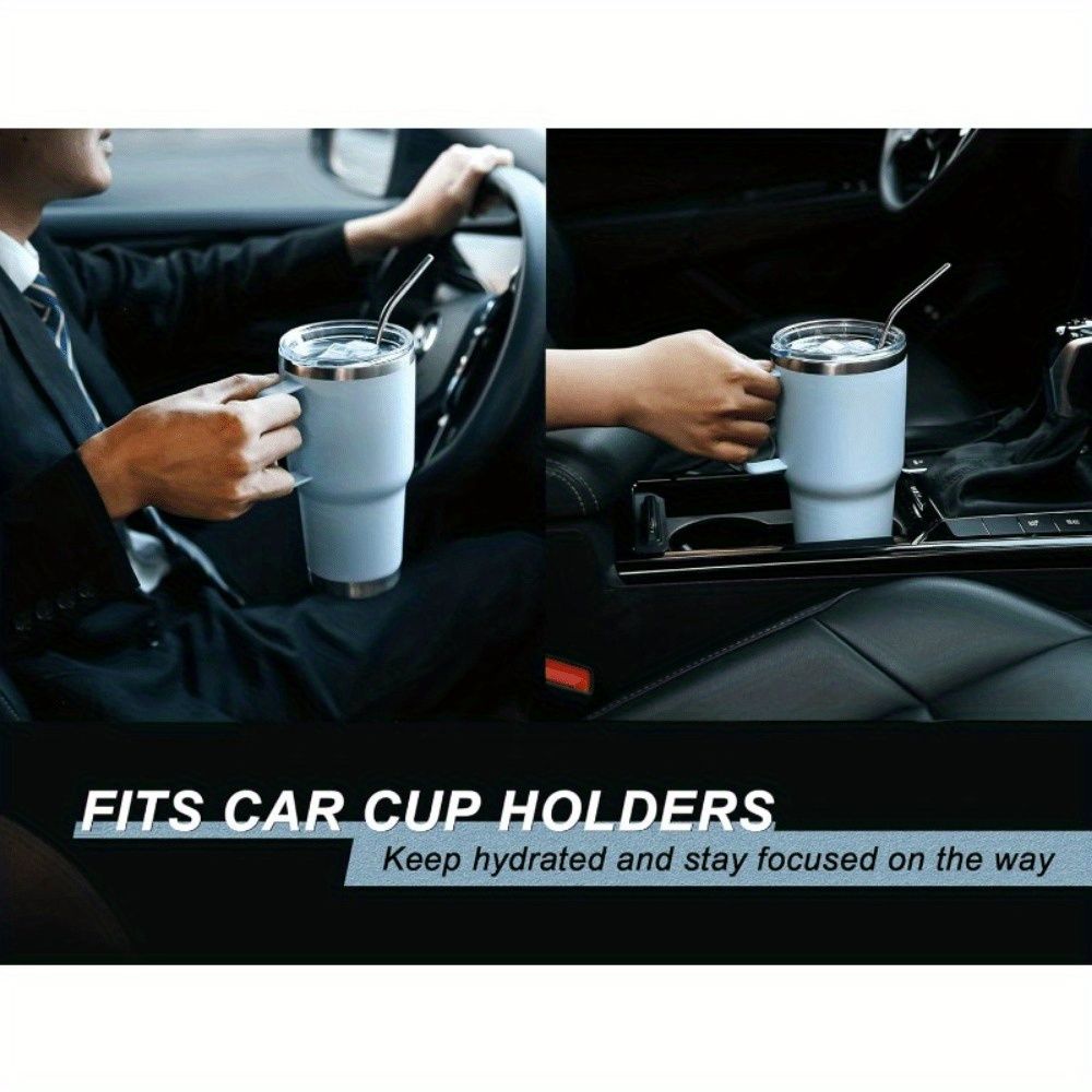30 oz Tumbler with Handle, Stainless Steel Insulated Travel Coffee Mug with Lid and Straw, Thermal Coffee Cup for Hot&Cold Drinks, Spill Proof, Cup Holder Friendly, Dishwasher Safe, B PA F ree