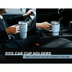30 oz Tumbler with Handle, Stainless Steel Insulated Travel Coffee Mug with Lid and Straw, Thermal Coffee Cup for Hot&Cold Drinks, Spill Proof, Cup Holder Friendly, Dishwasher Safe, B PA F ree