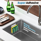 Kitchen Sponge Holder Sink Caddy for Sponges Scrubbers Soap No Drilling Adhesive Rustproof SUS304 Stainless Steel Compact Kitchen Sink Accessories