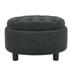 25 Inch Round Storage Ottoman with Tray
