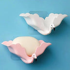 Flamingo Soap Dish Keep Soap Dry Clean Shower Soap Saver Tray Plastic Adhesive Drain Sponge Holder Bathroom Tool Soap Dish with Drains Soap Holder with Hooks Easy Dry SoapTray Easy Cleaning Soap Saver Extend Soap Life Powerful Adhesive No Drilling