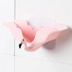 Flamingo Soap Dish Keep Soap Dry Clean Shower Soap Saver Tray Plastic Adhesive Drain Sponge Holder Bathroom Tool Soap Dish with Drains Soap Holder with Hooks Easy Dry SoapTray Easy Cleaning Soap Saver Extend Soap Life Powerful Adhesive No Drilling