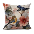 Lovely Bird Polyester Cotton Cushion Cover Bird On The Tree Accent Decorative Throw Pillow Case Hand Painted Cushion Cover Cute Bird Pillow Shells Flower Pattern Pillow Covers Decorative For Sofa Bed Living Room Luxury New Stylish Pillows 45x45cm